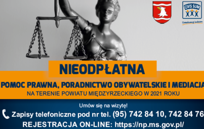 Zdjęcie do Nieodpłatna pomoc prawna, poradnictwo obywatelskie i mediacja w powiecie międzyrzeckim