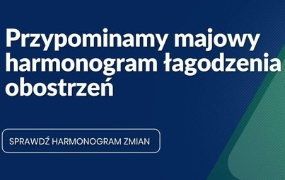 Zdjęcie do Przypominamy majowy harmonogram łagodzenia obostrzeń