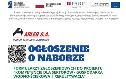 Zdjęcie do OGŁOSZENIE O NABORZE formularzy zgłoszeniowych projektu pn. &bdquo;Kompetencje dla sektor&oacute;w &ndash; gospodarka wodno-ściekowa i rekultywacja&rdquo;