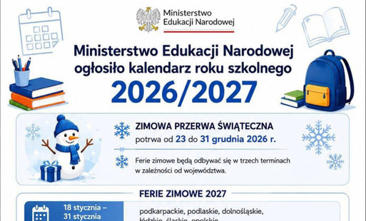 Zdjęcie do Harmonogram roku szkolnego 2026/2027